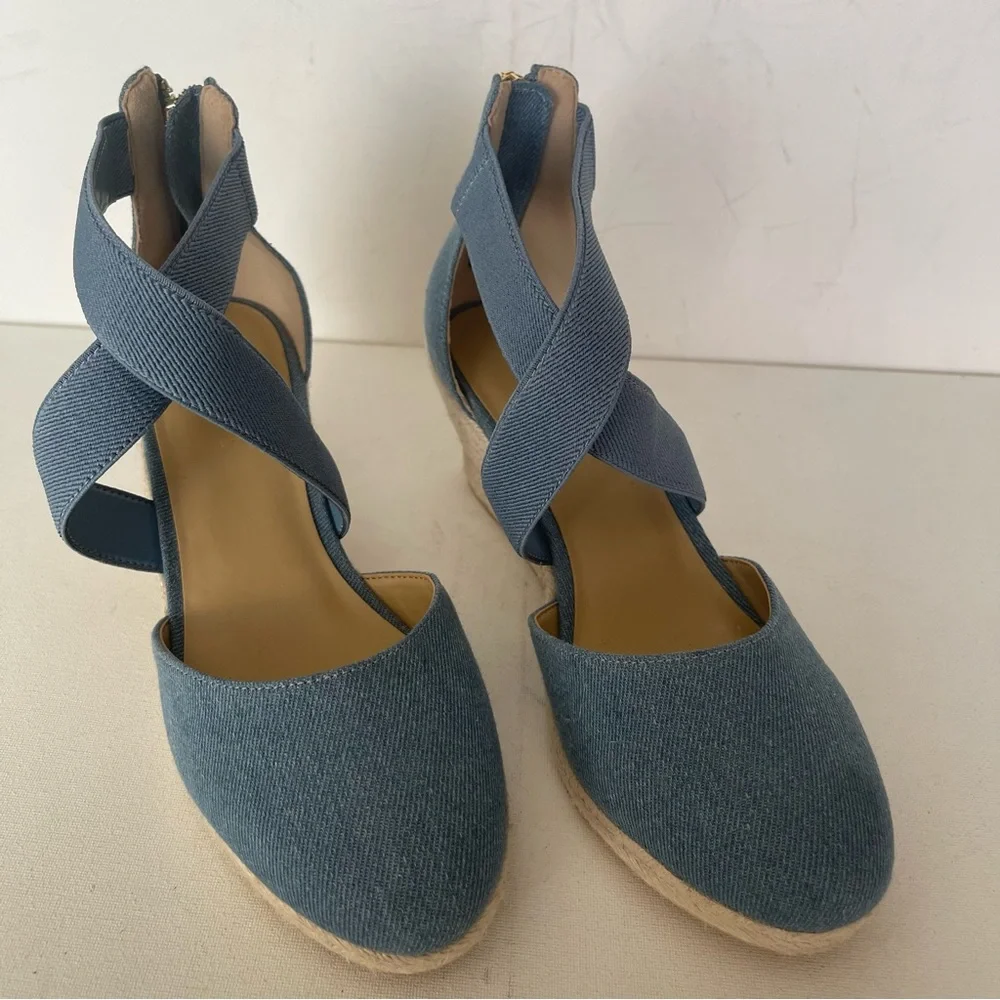 Talbots‎ LYNDSAY D'ORSAY ESPADRILLE WEDGES - DENIM